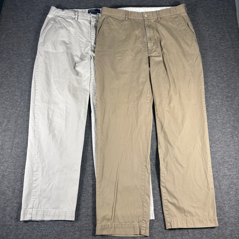 Lot Of 2 Polo Ralph Lauren Classic Fit Chinos Men's 35x32 Preppy Flat Front‎